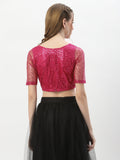Net Sequin Embroidered Sheer Sleeves Readymade blouse
