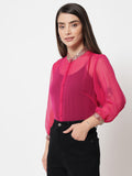Georgette Sequin Embroidered Sheer Shirt