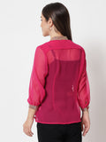 Georgette Sequin Embroidered Sheer Shirt