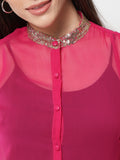 Georgette Sequin Embroidered Sheer Shirt