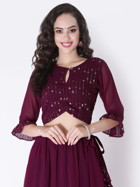 Georgette Sequin Embroidered Readymade blouse