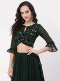 Georgette Sequin Embroidered Crop Top