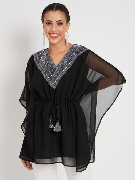 Georgette Embellished Yoke Kaftan