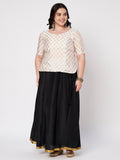 Plus Size Silk Blend Hand Block Printed Blouse