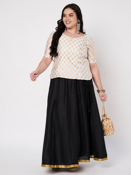 Plus Size Silk Blend Hand Block Printed Blouse