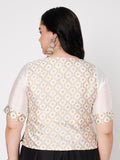 Plus Size Silk Blend Printed Button Down Blouse