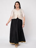 Plus Size Silk Blend Printed Button Down Blouse