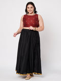 Plus Size Net Sequins Embroidered Blouse