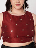 Plus Size Net Sequins Embroidered Blouse