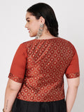 Plus Size Silk Blend Printed Button Down Blouse