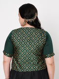 Plus Size Silk Blend Printed Button Down Blouse