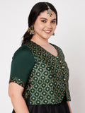 Plus Size Silk Blend Printed Button Down Blouse
