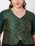 Plus Size Silk Blend Printed Button Down Blouse