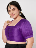 Plus Size Silk Blend Button Down Blouse