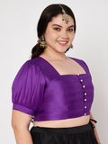 Plus Size Silk Blend Button Down Blouse