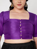 Plus Size Silk Blend Button Down Blouse