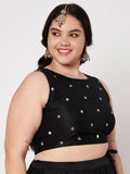 Plus Size Net Sequins Embroidered Blouse