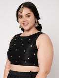 Plus Size Net Sequins Embroidered Blouse