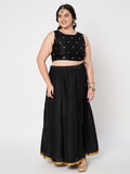 Plus Size Net Sequins Embroidered Blouse