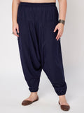 Plus Size Cotton Printed Pockets Drop Crotch Pants