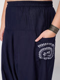 Plus Size Cotton Printed Pockets Drop Crotch Pants