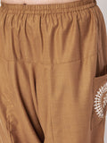 Plus Size Cotton Printed Pockets Drop Crotch Pants