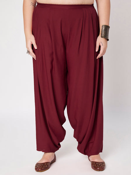 Plus Size Viscose Solid Cowl Salwar