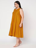 Plus Size Cotton Kalidaar Solid Dress