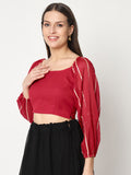 Georgette Linear Gota Embroidered Crop Top