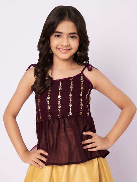 Georgette Embroidered Peplum Tie-up Top