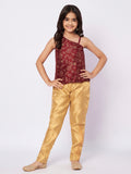Silk Blend Block Printed One-Shoulder Top