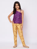 Silk Blend Block Printed One-Shoulder Top