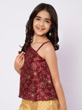 Silk Blend Block Printed One-Shoulder Top