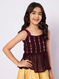 Georgette Embroidered Peplum Tie-up Top