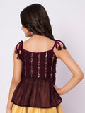 Georgette Embroidered Peplum Tie-up Top