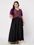 Plus Size Silk Blend Printed Button Down Blouse