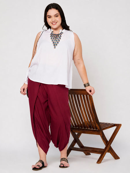 Plus Size Cotton Solid Dhoti