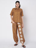 Cotton Placement Print Trouser and Solid Shirt Co-ord