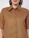 Cotton Placement Print Trouser and Solid Shirt Co-ord