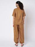 Cotton Placement Print Trouser and Solid Shirt Co-ord