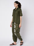 Cotton Placement Print Trouser and Solid Shirt Co-ord