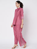 Cotton Side Print Trouser and Pintuck Kurti Co-ord