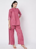 Cotton Side Print Trouser and Pintuck Kurti Co-ord