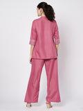 Cotton Side Print Trouser and Pintuck Kurti Co-ord
