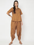 Cotton Loose Fit Solid Shirt And Dhoti Co-ord