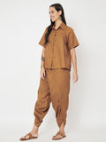 Cotton Loose Fit Solid Shirt And Dhoti Co-ord