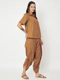 Cotton Loose Fit Solid Shirt And Dhoti Co-ord