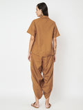 Cotton Loose Fit Solid Shirt And Dhoti Co-ord