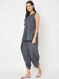 Cotton Pleated Top And Dhoti Co-ord