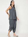 Cotton Pleated Top And Dhoti Co-ord